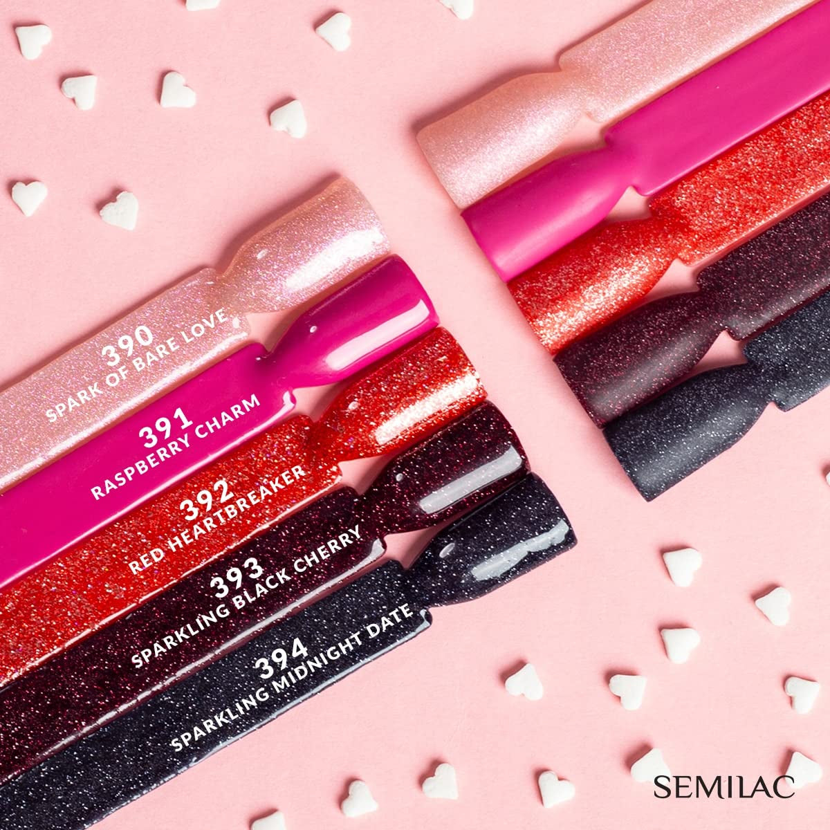 Semilac UV Nagellack 394 Sparkling Midnight Date 7 ml – Dunkler Nachthimmel mit Glitzereffekt – Love Is In The Nails Collection