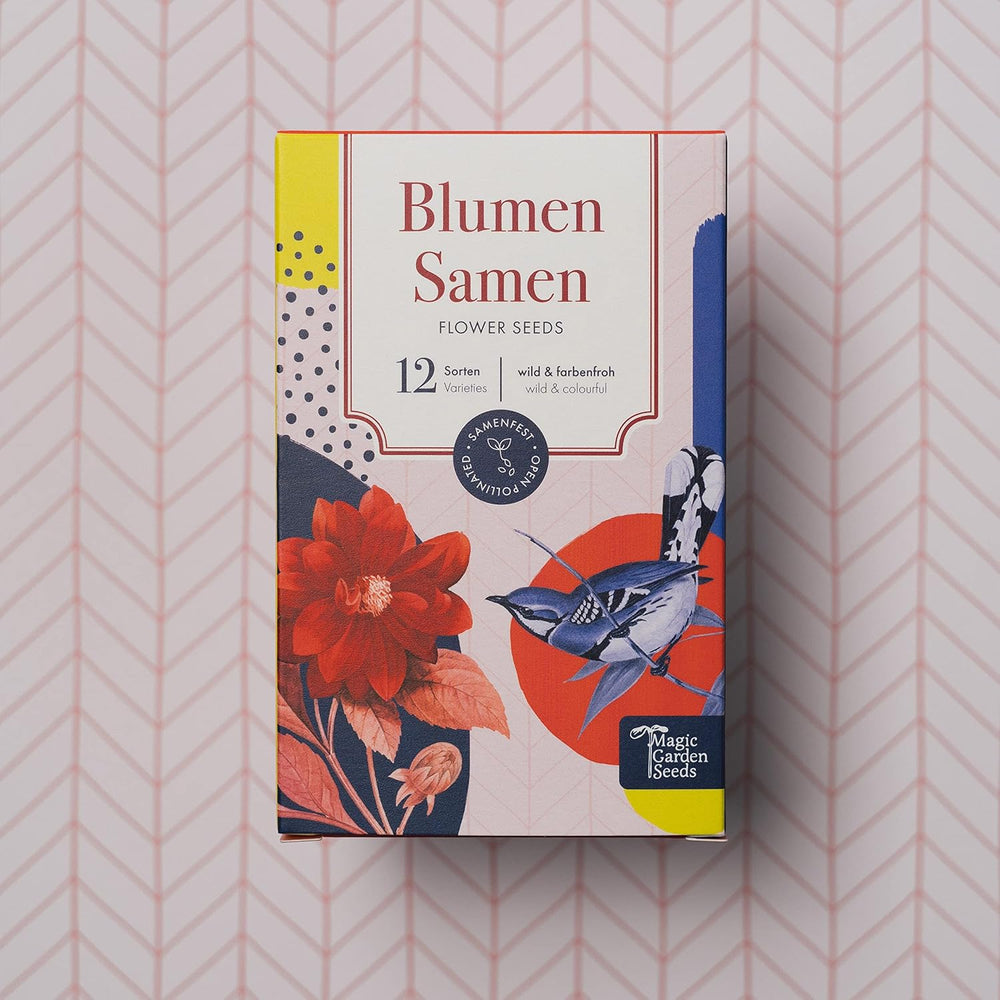 Blumensamen - 12 Samenfeste Bunte Blumensorten Für Den Garten, Das Hochbeet & Den Balkon - Wild & Farbenfroh - Einsteiger-Saatgutset Als Kleines Geschenk Oder Für Den Eigenbedarf