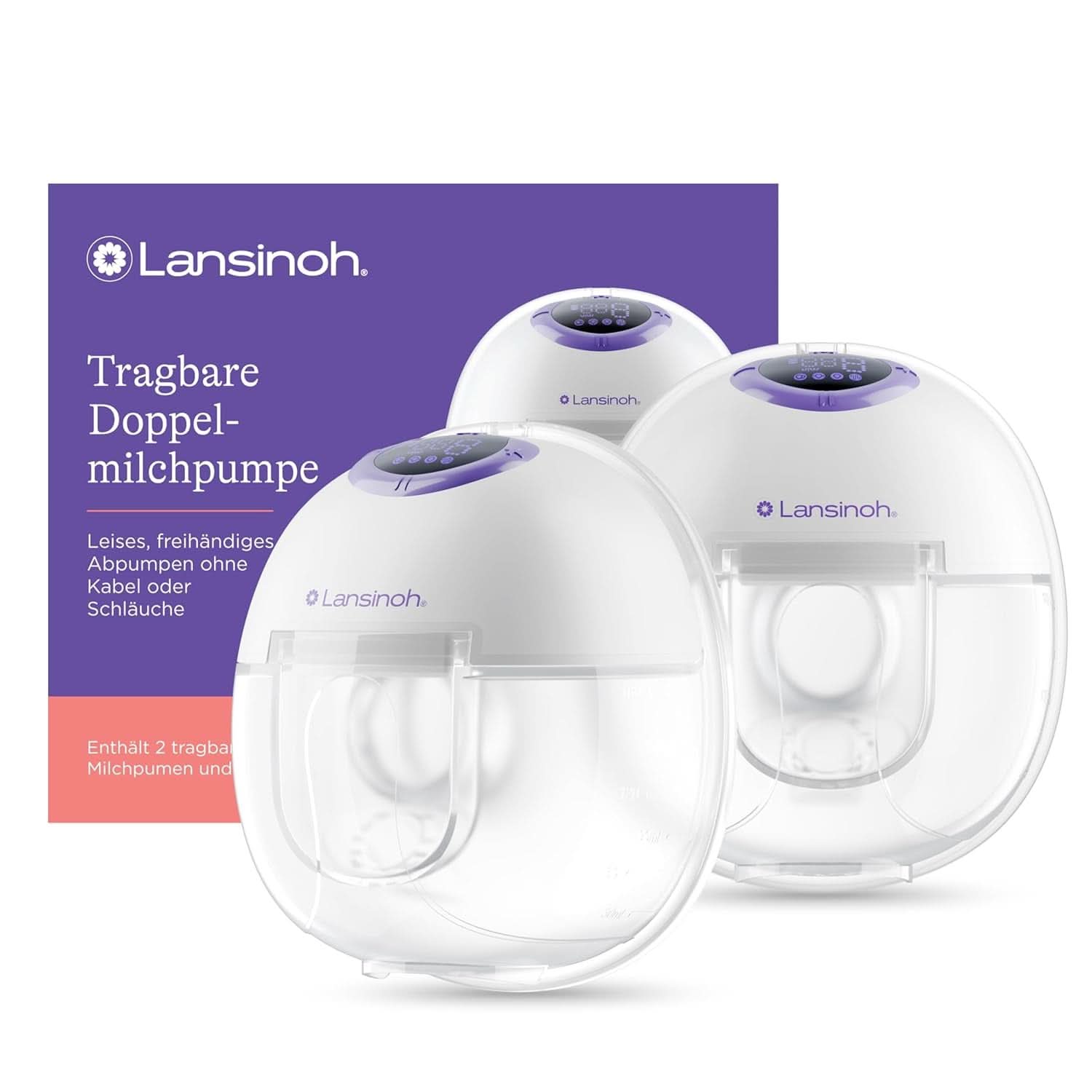 Lansinoh Tragbare Elektrische Doppelmilchpumpe – Freihändig Und Leise Abpumpen Ohne Kabel & Schläuche – Tragbarer Akku – Einfache Bedienung & Reinigung - Handsfree Accessories Food and Breastfeeding Bebe Naty Shop