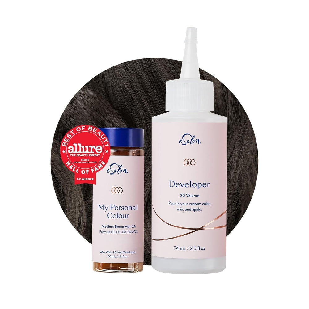 Set colorant permanent pentru păr, 100% acoperire gri, colorare la domiciliu, 0% amoniac vopsele de păr, vopsele de păr multidimensionale, vopsele de păr profesionale Vopsea pentru par Naty Shop Cenușă maro mediu 5A