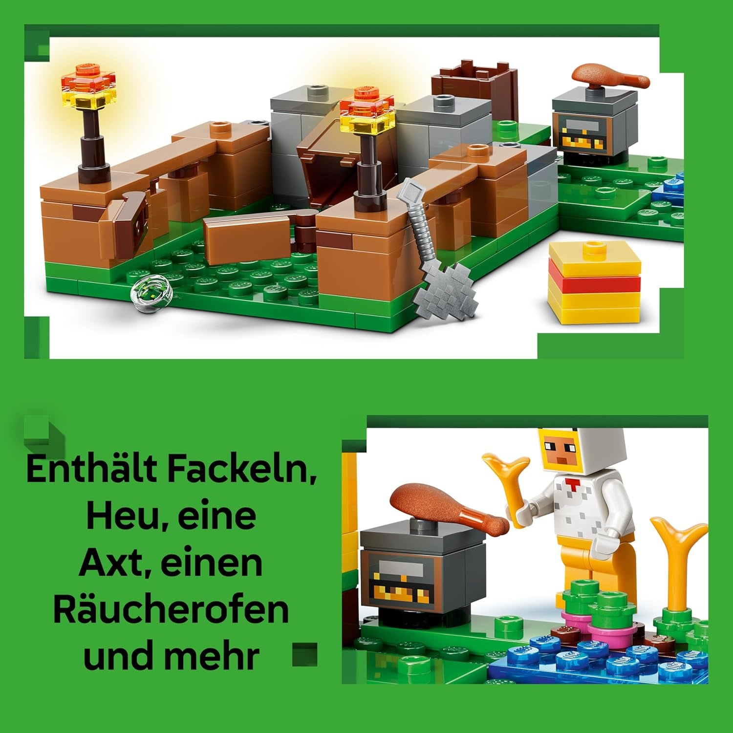 LEGO Minecraft Hühnerfarm - Spielzeug zum Bauen mit Hühner Fan Minifigur, Baby Zombie und Fuchs Figuren - Set mit Minecraft Figur - Gamer Geschenk für Jungen und Mädchen ab 7 Jahren - 21585