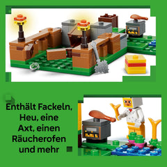 LEGO Minecraft Hühnerfarm - Spielzeug zum Bauen mit Hühner Fan Minifigur, Baby Zombie und Fuchs Figuren - Set mit Minecraft Figur - Gamer Geschenk für Jungen und Mädchen ab 7 Jahren - 21585