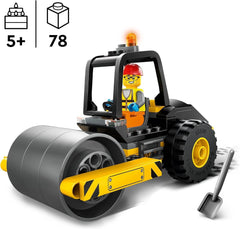 LEGO City Straßenwalze, Baufahrzeug für Kinder ab 5 Jahren, Dampfwalzenspielzeug mit Bauarbeiter-Minifigur, fantasievolles Spielerlebnis für Jungen und Mädchen, kleines lustiges Geschenk, 60401, Bausets. Besuchen Sie den LEGO-Store