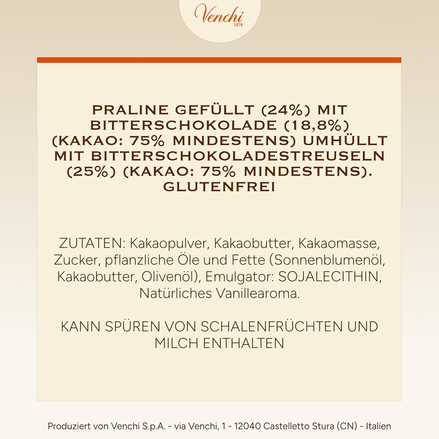Venchi – Chocoviar-Würfel 75 % – Pralinen mit „Cuor di Cacao“-Füllung, extra dunkler Schokolade und Chocoviar-Granulat 75 % – 1 kg Großpackung – Vegan – Glutenfrei
