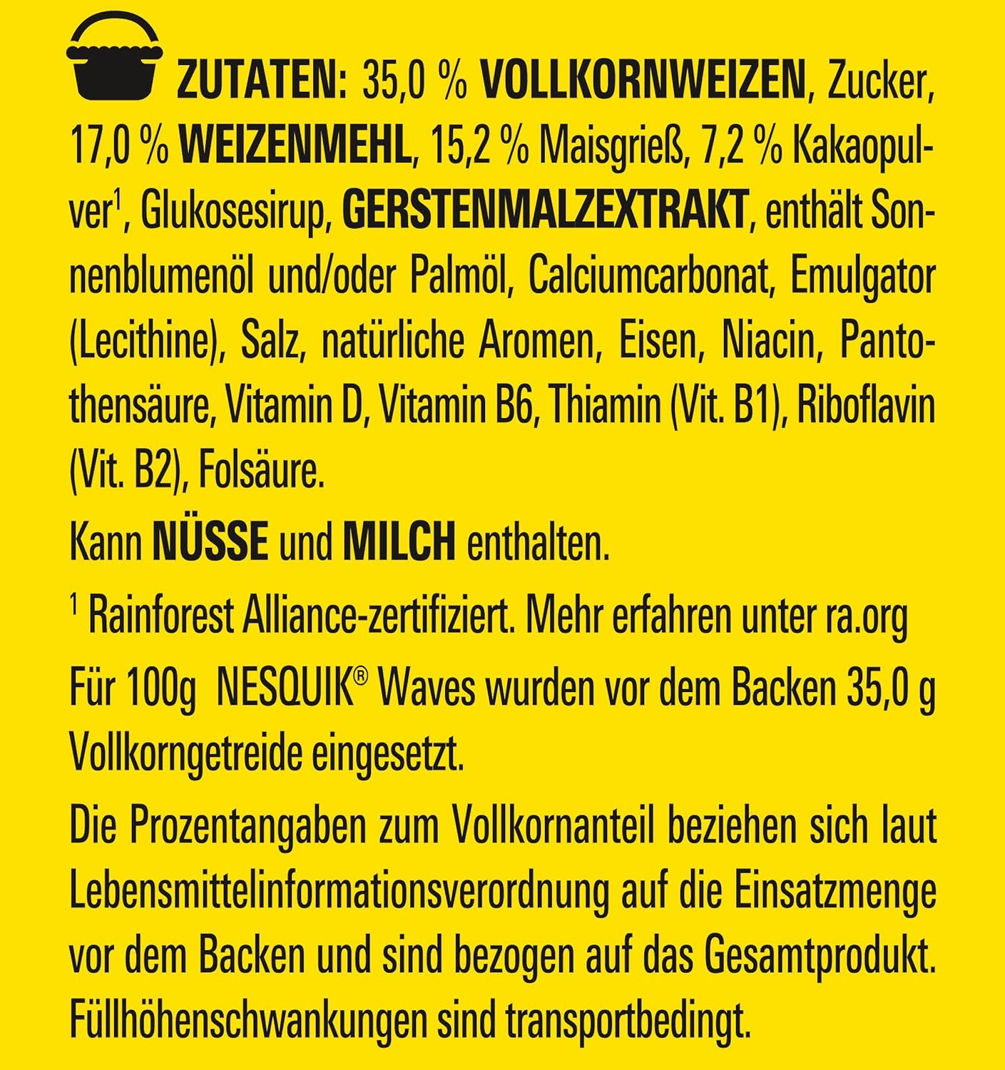 Nestlé Choco Waves, knuspriges wellenförmiges Schokoladenfrühstück (33 % Vollkornanteil), 1 Packung (1 x 330 g)