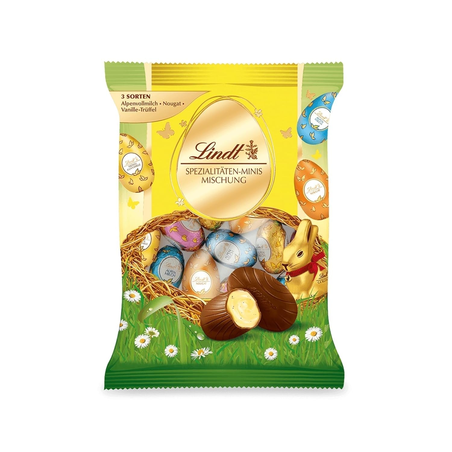 Lindt Ciocolată Specialități Mix Ouă, cinci arome cu și fără alcool Bomboane de Ciocolata Naty Shop Specialități 100 grame