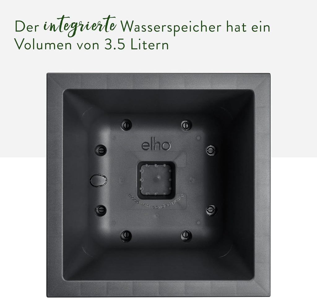 elho Vivo Next Square 30 - Cutie cu flori pentru interior și exterior - 100% plastic reciclat - L 29,5 x Î 29,5 cm - Negru/Negru viu