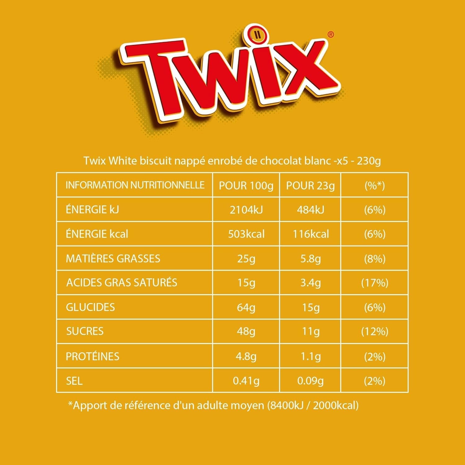 Twix weiße Schokoriegel | Karamell, Kekse, weiße Schokolade | Schokoladen-Multipack | 5 Riegel (5 x 46 g) (5er-Pack)