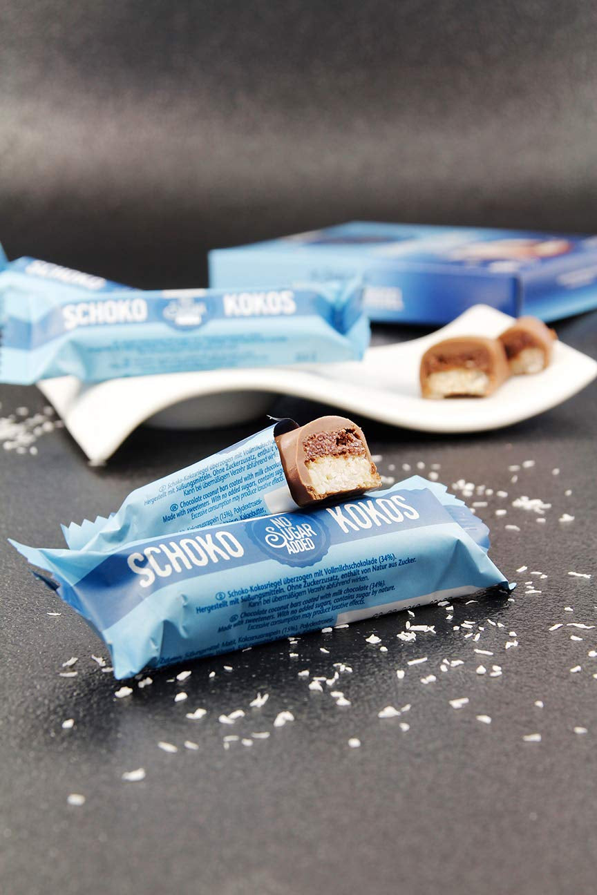 frankonia SCHOKOLADE OHNE ZUCKERZUSATZ Schokoriegel und Kokosnuss, 100 g (3x33 g)