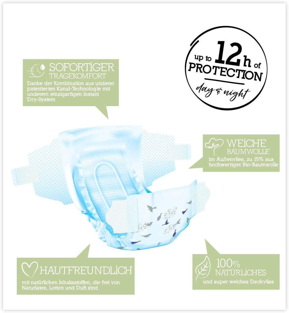 Pure & Nature Bio-Windeln, Größe 6 XL (17–28 kg), Monatsbox mit 84 Bio-Windeln