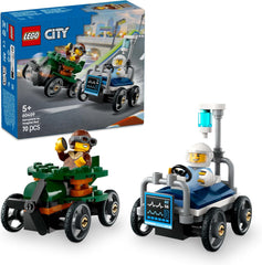 LEGO City Flugzeug vs. Krankenhausbett-Rennwagen-Set – Seifenkistenspielzeug für Jungen und Mädchen ab 5 Jahren – Bausatz mit 2 Minifiguren – Geburtstags- und Weihnachtsgeschenk 60459 Bausätze Besuche den LEGO-Store Standardtitel
