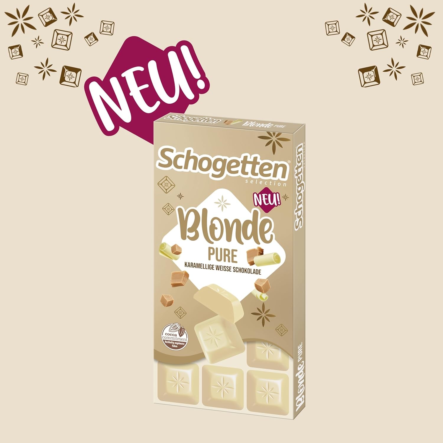 Schogetten Blonde Pure I weiße Schokolade mit Karamell I 100 g I einzeln portioniert (2er Pack)