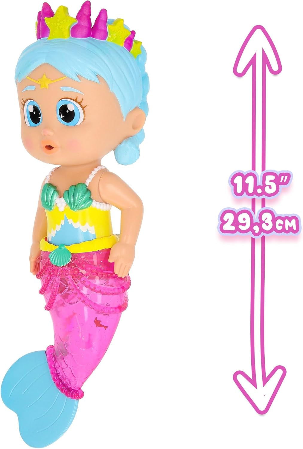 BLOOPIES Shimmer Mermaid Iris, Wasserspielzeug, Meerjungfrau mit glitzerndem Schwanz voller Wasserspritzer, Spielzeug Geschenk für Kinder ab 18 Monaten