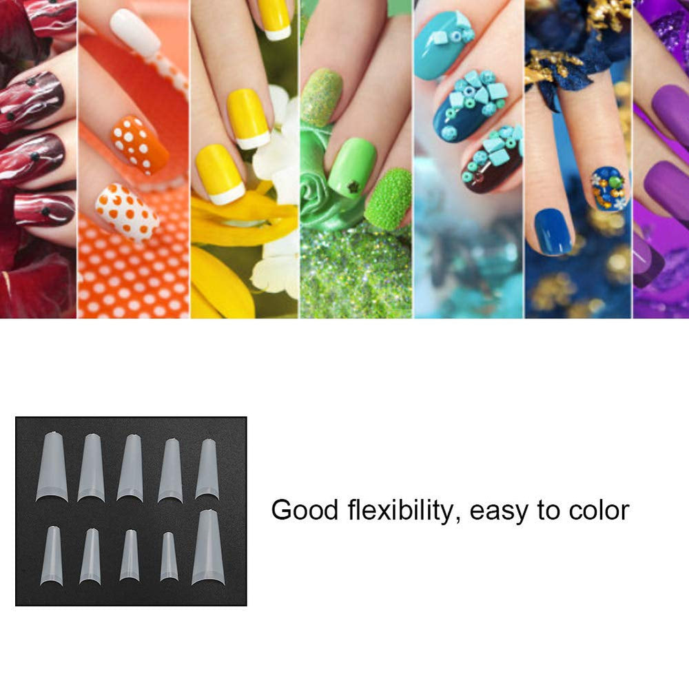500 de bucăți de vârfuri de unghii false, vârfuri de unghii naturale artificiale franceze pentru manichiură, L, unghii false DIY, gel UV oval, accesorii pentru unghii pentru femei și fete (culoare naturală)