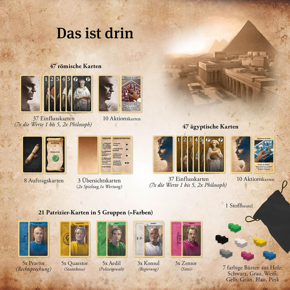 KOSMOS 684556 Caesar & Cleopatra, Strategie-Kartenspiel für 2 Spieler ab 10 Jahren, Erwachsenenspiel, Brettspiel für 2