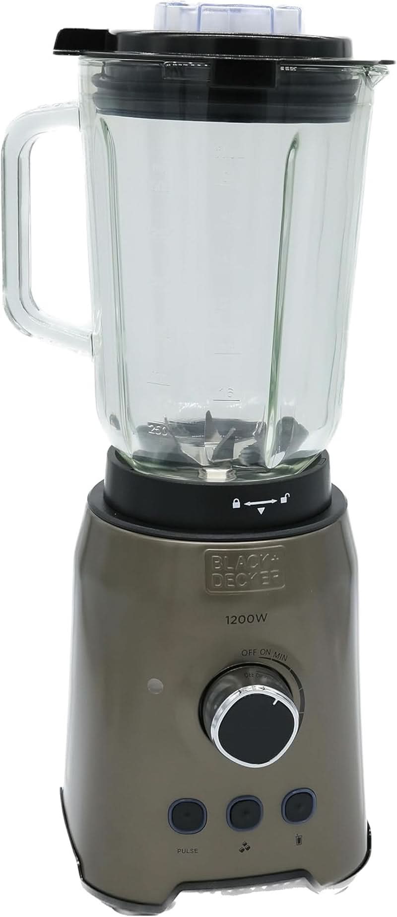 BLACK+DECKER Standmixer | 500W | 2 Geschwindigkeiten | Pulse-Funktion | Glaskrug | 1,5L | Edelstahlmesser Mit 4 Klingen | Herausnehmbar Und Leicht Zu Reinigen | Weiß Und Grau Bucatarie Naty Shop 1200W Edelstahl