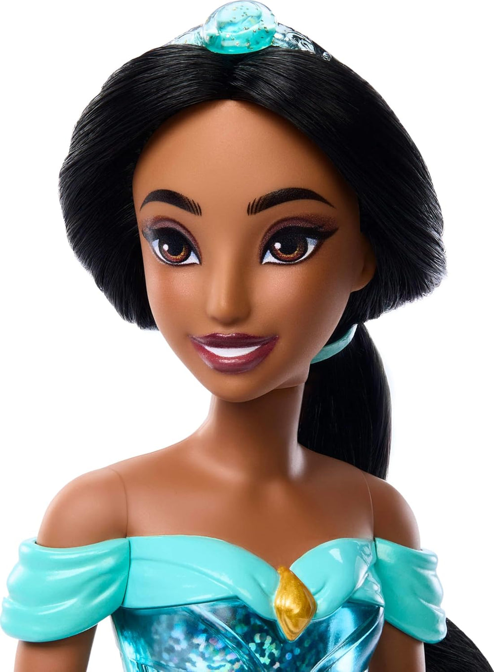 Jucărie Mattel Disney Princess, Păpușă la modă articulată Jasmine cu haine și accesorii strălucitoare, inspirată din filmul Disney, cadou pentru copii, HLW12
