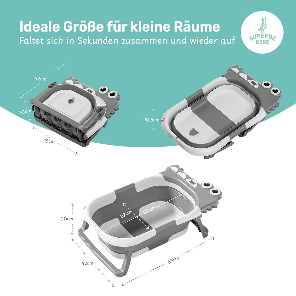 Faltbare Babybadewanne mit Badekissen und integriertem Thermometer Mutter und Kind Naty Shop