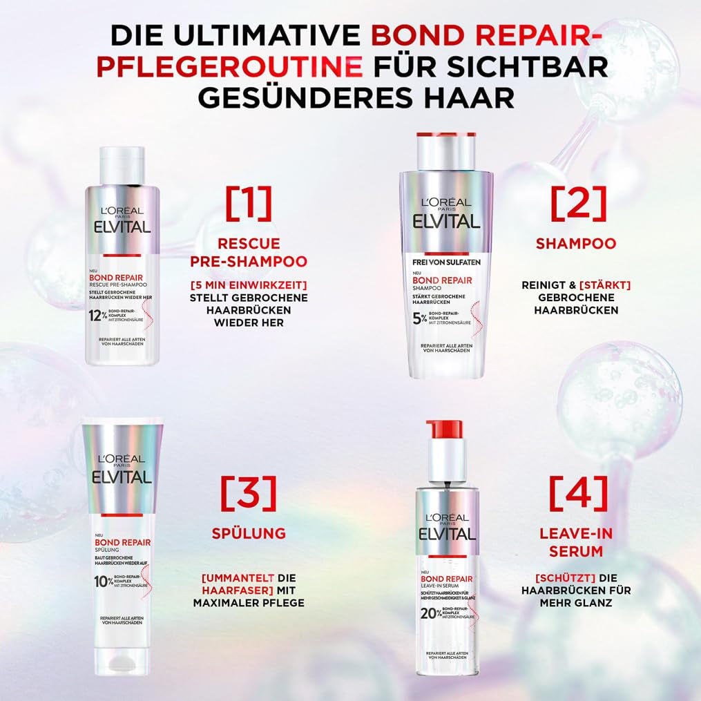L'Oréal Paris Elvital Bond Repair Shampoo, Curățare delicată pentru repararea părului Duș și baie L'Oréal