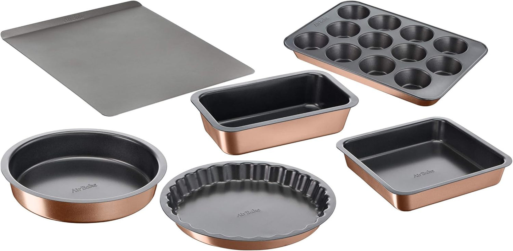 Tefal Airbake J2555014 Muffinform, Antihaftbeschichtung, Karbonstahl, Braun, 29 x 41 cm Formen und Bleche zum Backen Naty Shop