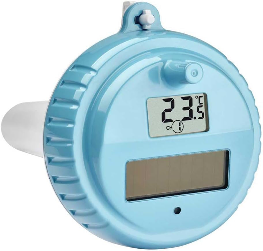 TFA Dostmann Venice Pool-Thermometer, 30.3056.10, zur Überwachung der Wassertemperatur in Schwimmbädern, Teichen oder Whirlpools, kabelloses digitales Pool-Thermometer, grau, L 116 x B 24 (65) x H 126 mm