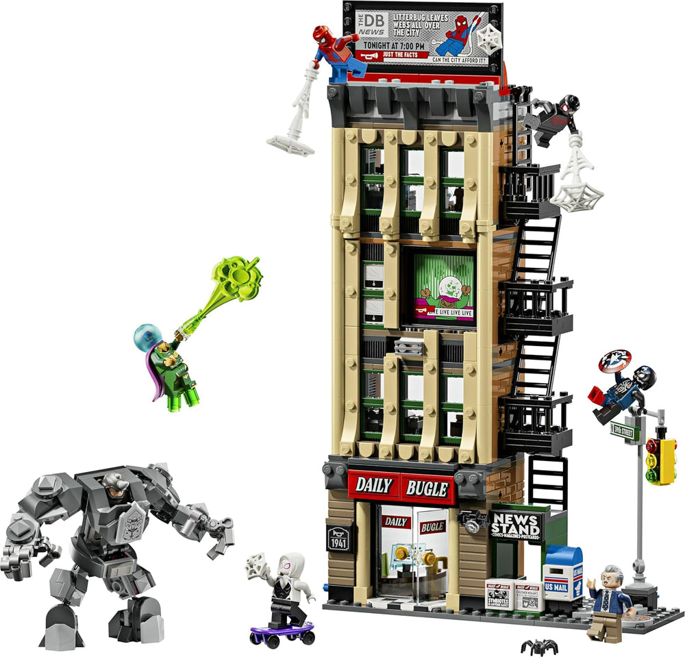 LEGO | Marvel Spider-Man vs. Mysterio: Daily Bugle – Superhelden Spielzeug mit Mech Actionfigur und 7 Minifiguren – Kinder Geschenk für Jungen ab 10 Jahren, Mädchen und Fans – 76342