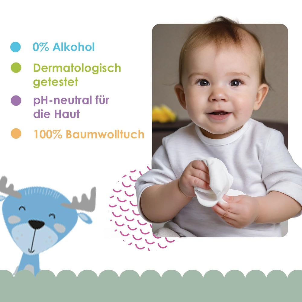 Cleanic Baby Eco Pure Water Feuchttücher – (1 x 50 Stk.) Feuchttücher für Kinder und Kleinkinder – parfümfrei, abspülbar, empfindliche Haut – 50 Stk.