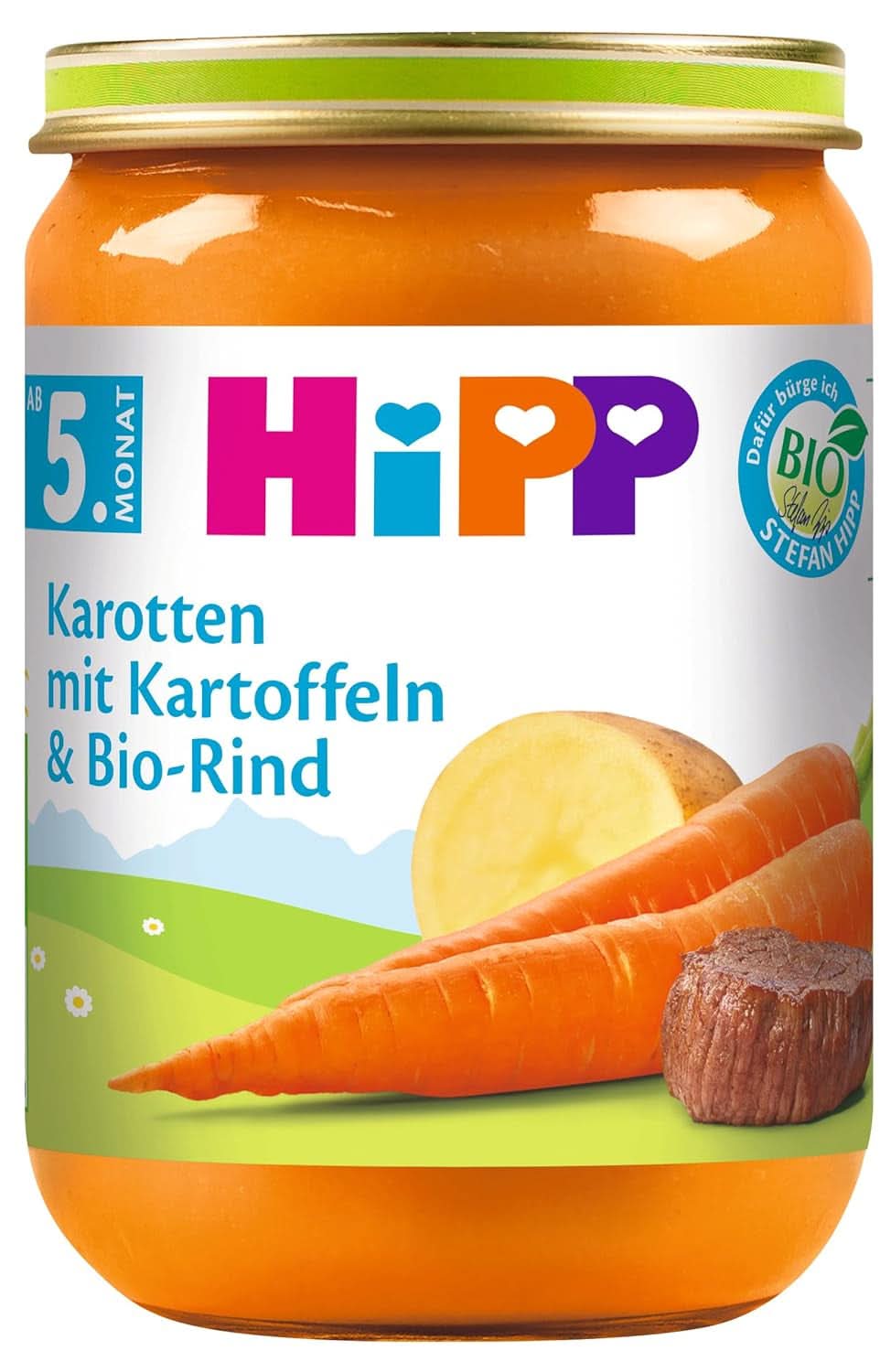 Hipp Karotten mit Kartoffeln und Bio-Rindfleisch, 6er Pack (6 x 190 g) Mutter und Kind Naty Shop