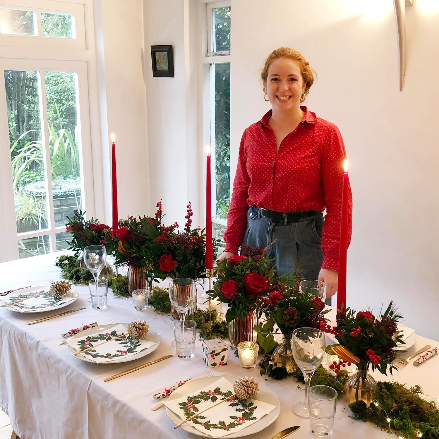 Talking Tables 20 șervețele de hârtie de Crăciun XL cu design Holly | Șervețele de lux de unică folosință | Reutilizabile | Ideale pentru Crăciun și petreceri cu cină | De înaltă calitate | 40Cm X 40Cm