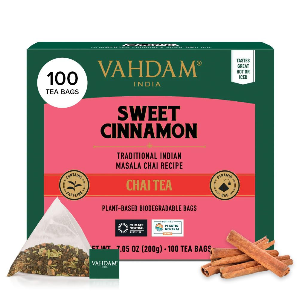 VAHDAM, ceai verde din Himalaya (100 pliculețe de ceai) 100% pur și aromat | Frunze de ceai verde natural | Vegan, fără gluten, fără lactoză | Proaspăt și direct de la sursa din India | Ceai verde