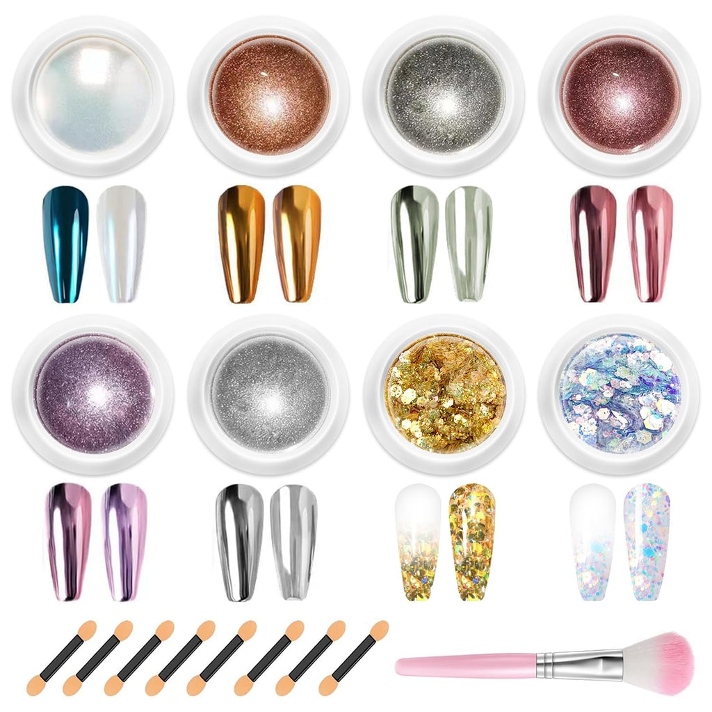 BISHENGYF Rose Gold Chrome Nail PowderNeue Upgrade Grosse Kapazität Chrom PulverSuper-Spiegeleffekt Metall Mirror Chrome Powder –Neon Glassy Pearl Effect Glitter Nagelkunst Pulver Für DIY Salon