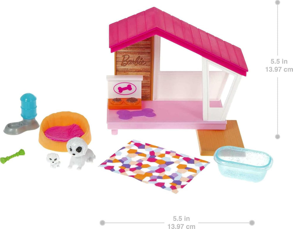 Barbie GRG78 – Mini-Spielset mit 2 Hunden, Hundehütte und Zubehör, Geschenk für Kinder von 3 bis 7 Jahren, Naty Shop Dolls