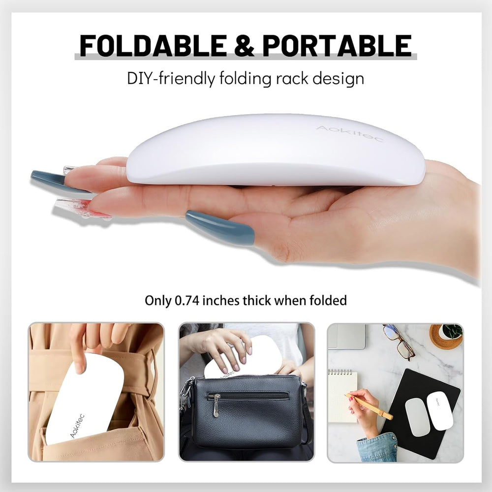 Lampă UV LED mini Aokitec, lampă UV pentru unghii cu gel, uscător de unghii portabil pentru toate tipurile de ojă cu gel, instrument de întărire în formă de șoarece, compactă, ușoară cu cablu USB (alb)