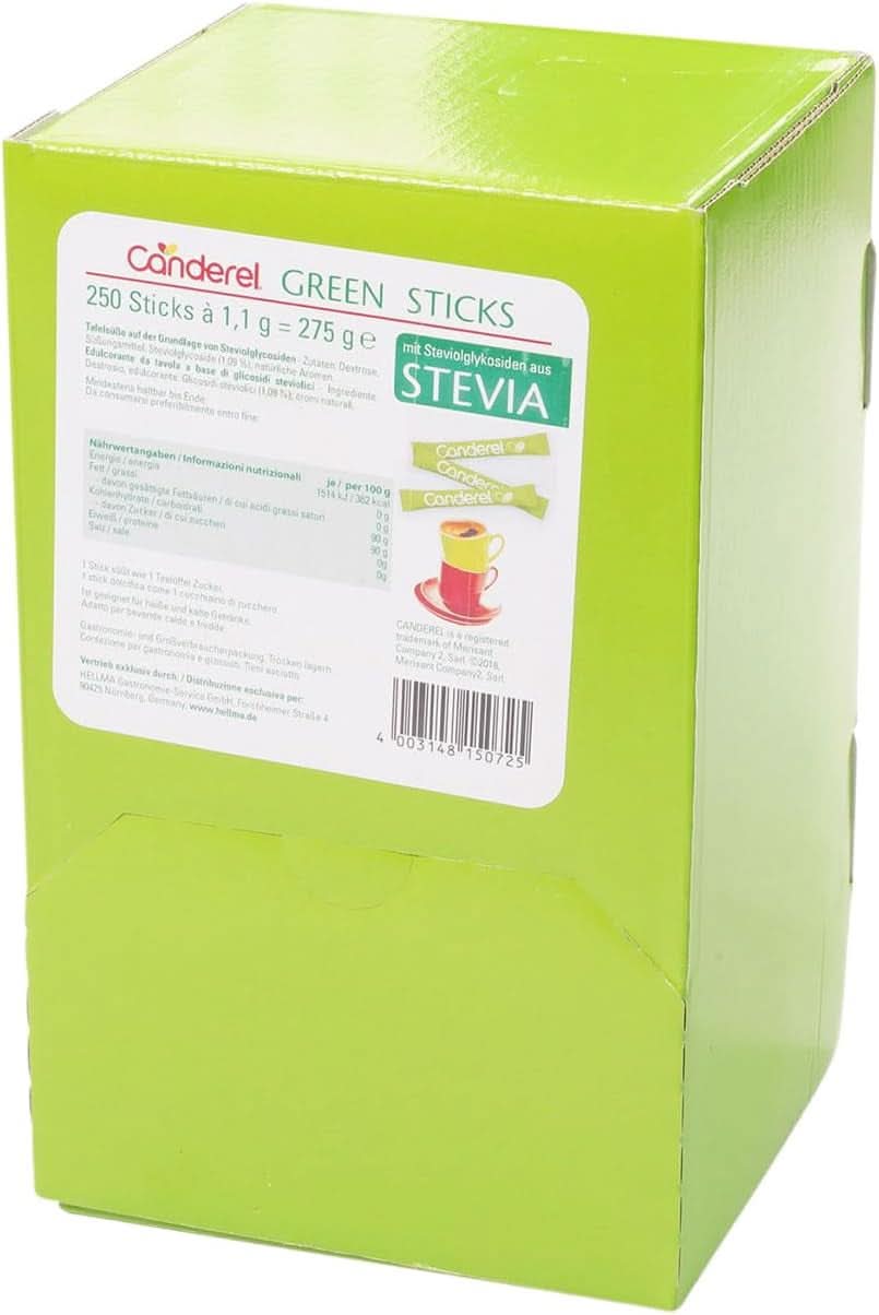 Hellma Canderel Green Stevia Sticks, 250 pliculete stevia, 1,1 grame pliculetul Indulcitori Naty Shop