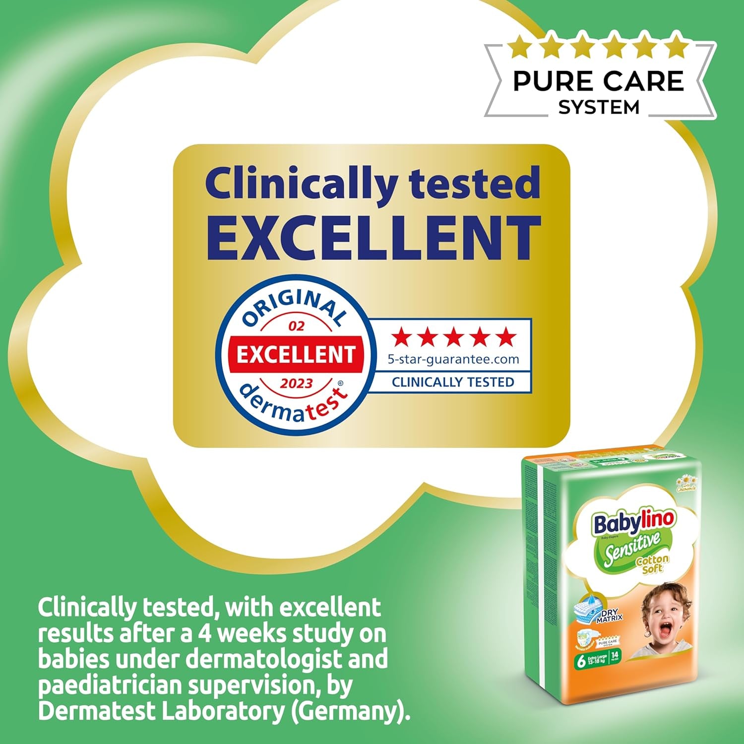 Windeln für empfindliche Babys, Größe 6, extra groß (13-18 kg), 114 Windeln