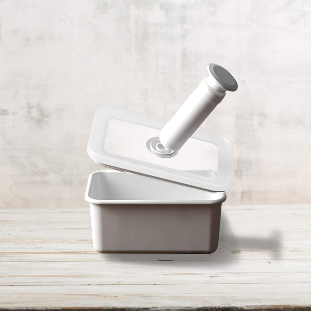 Staniu de depozitare a alimentelor în vid emailat | XL | 1.85L | 23.5 x 17.5 x 7cm | păstrează alimentele proaspete pentru mult mai mult timp | protejează alimentele de bacterii și infestare fungică | fără pompă de vid Cutii depozitare alimente Naty Shop