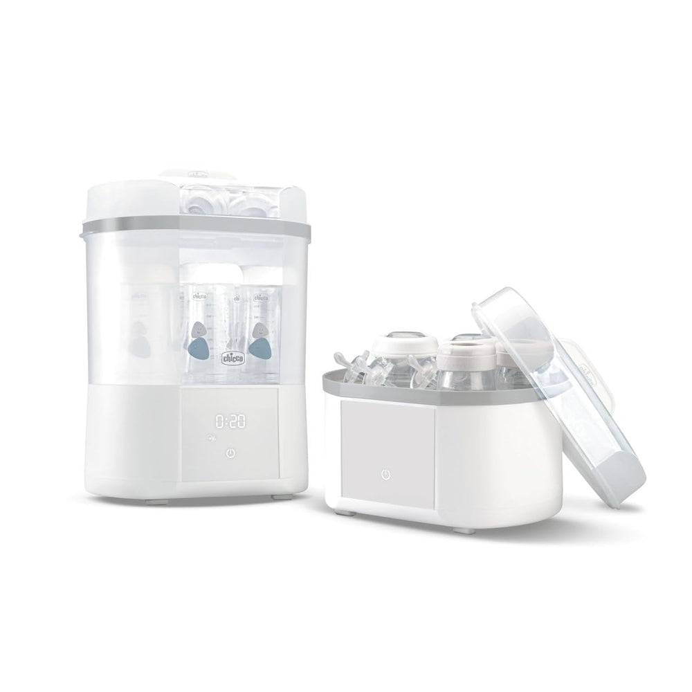 Sterilizator modular Chicco cu funcție de uscare, sterilizator pentru biberon, inel de dentiție și suzetă cu oprire automată, potrivit pentru cuptorul cu microunde, potrivit pentru sterilizarea a până la 6 biberoane de 330 ml