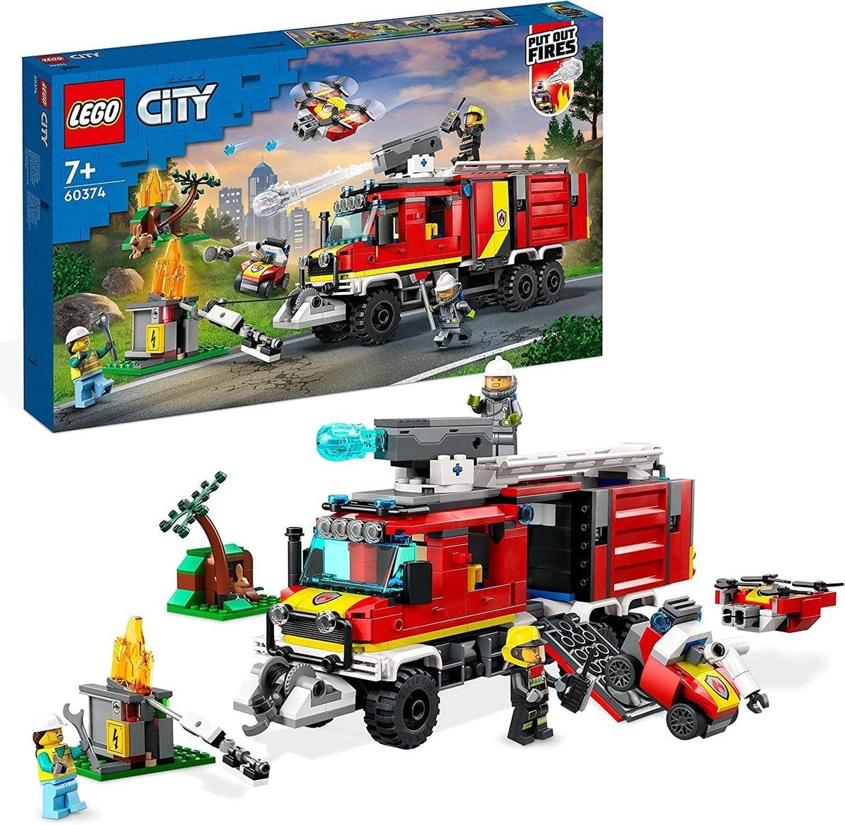 LEGO 60374 City Feuerwehr-Kommandofahrzeug, modernes Feuerwehrauto, Spielzeug mit Feuerwehrdrohnen, Figuren für Kinder, Bausets. Besuche den LEGO-Store Singur