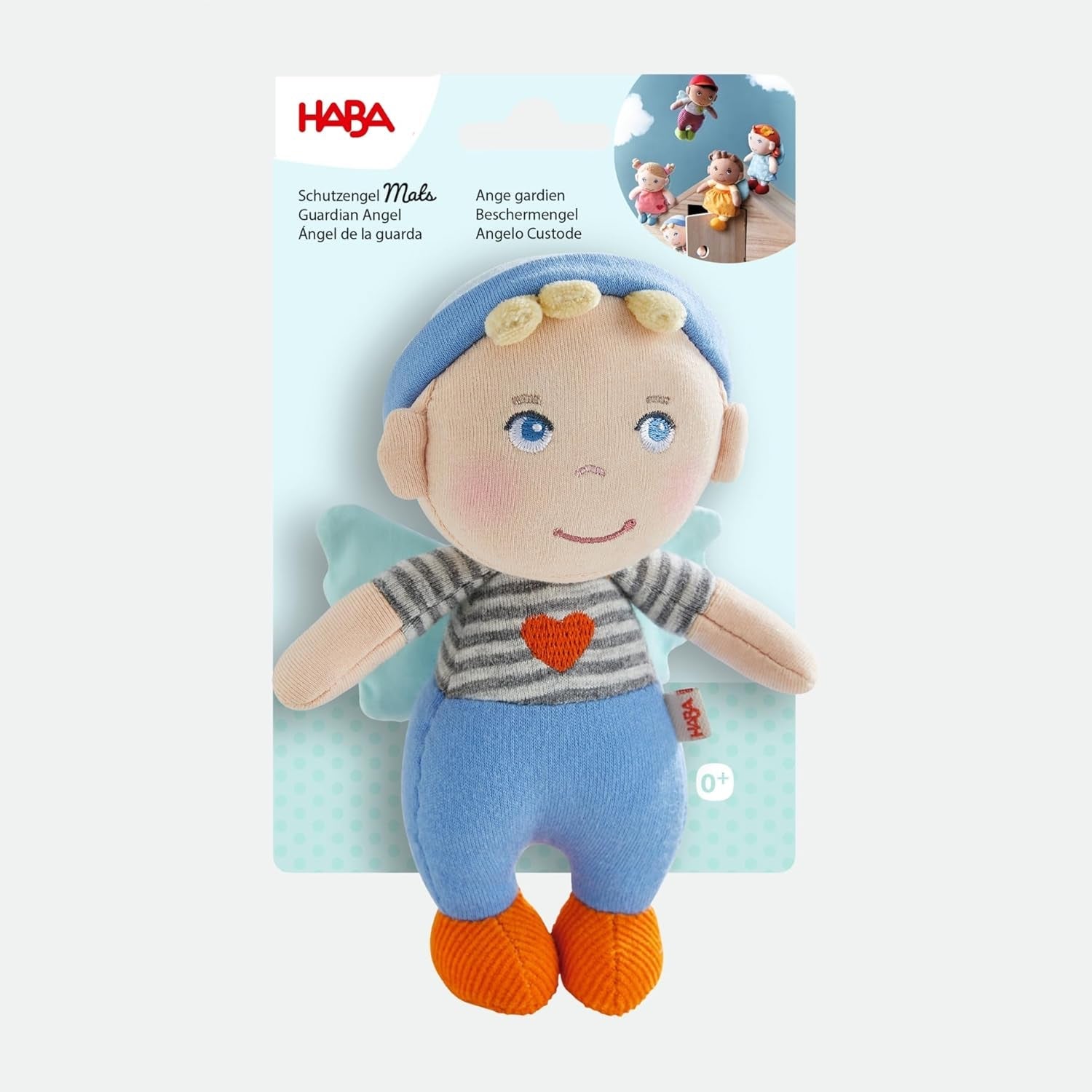 HABA Guardian Angel Mats - Păpușă textilă de pluș (15 cm), cadou de bun venit ideal pentru bebeluși și copii mici - lavabilă la 30°C - 2011869001 Papusi Naty Shop