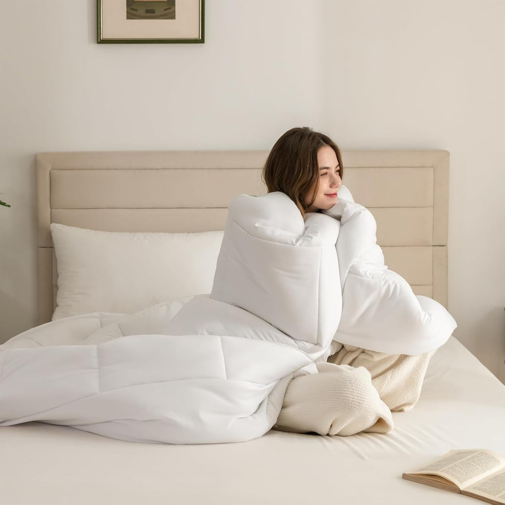 Good Nite Winterdecke 200 x 200 cm, 460 g/m², warme Bettdecke für Winterbettwäsche, mit Polyester gefüllte Steppdecke, Mikrofaser, weiße Schlafdecke, 200 x 200 cm, Steppdecken und Steppdecken, Naty Shop