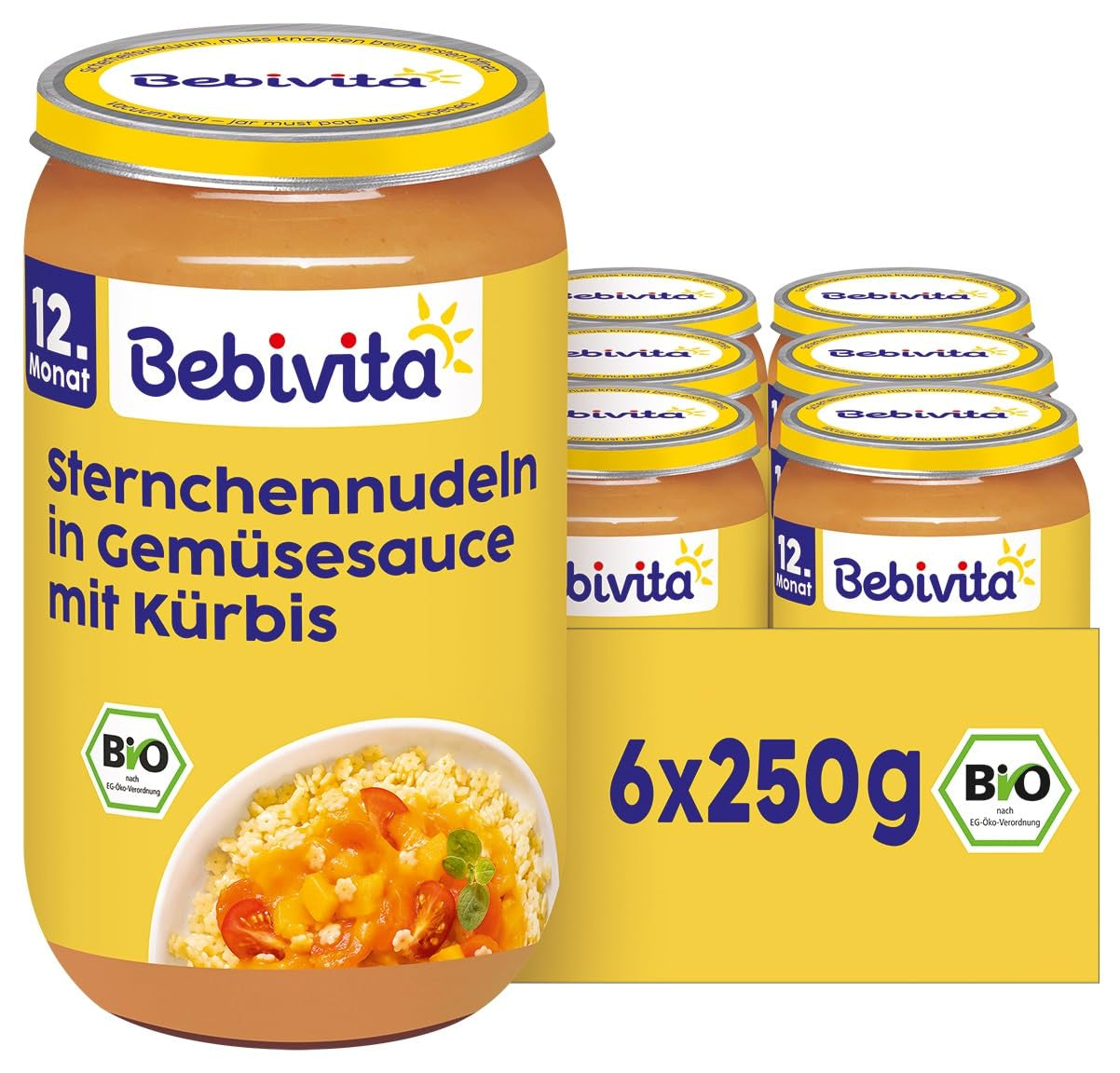 Mahlzeiten ab 12 Monaten: Sternnudeln in Kürbis-Gemüse-Sauce, 250 g, 6er-Pack (6 x 250 g)