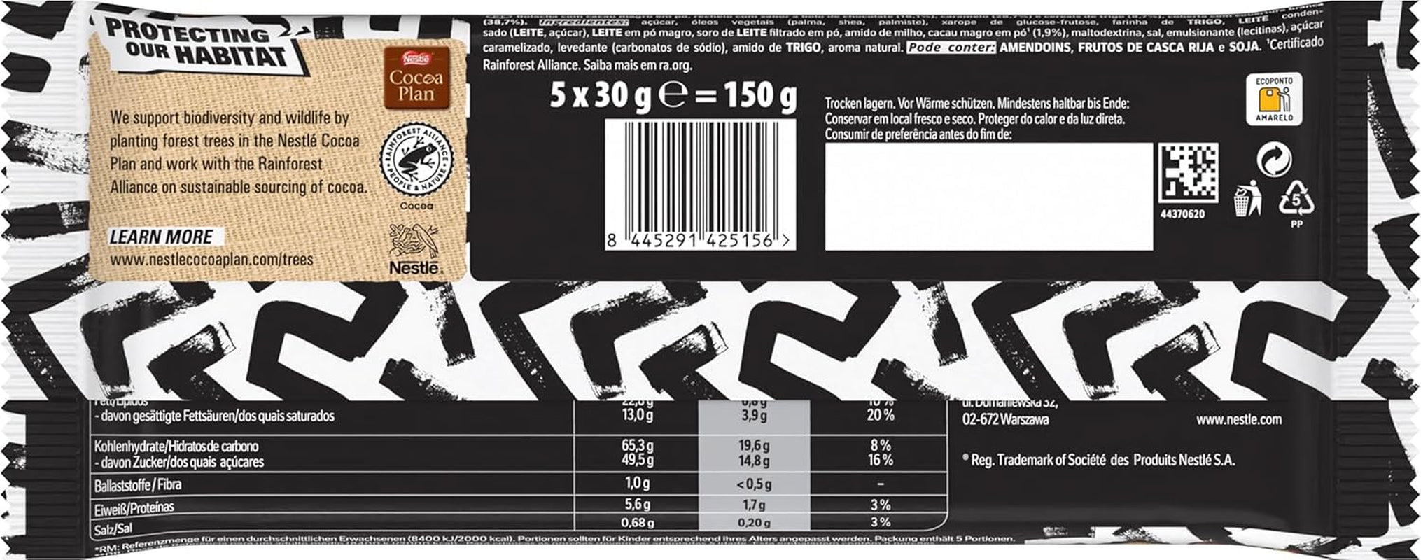 LION Black & White Schokoriegel, ein Snack mit intensivem Geschmack, knackiger Schokolade und knusprigen Chips, Brownie-Füllung, ein einzigartiges Gaumenschmaus-Erlebnis, 1 Packung (5 x 30g)