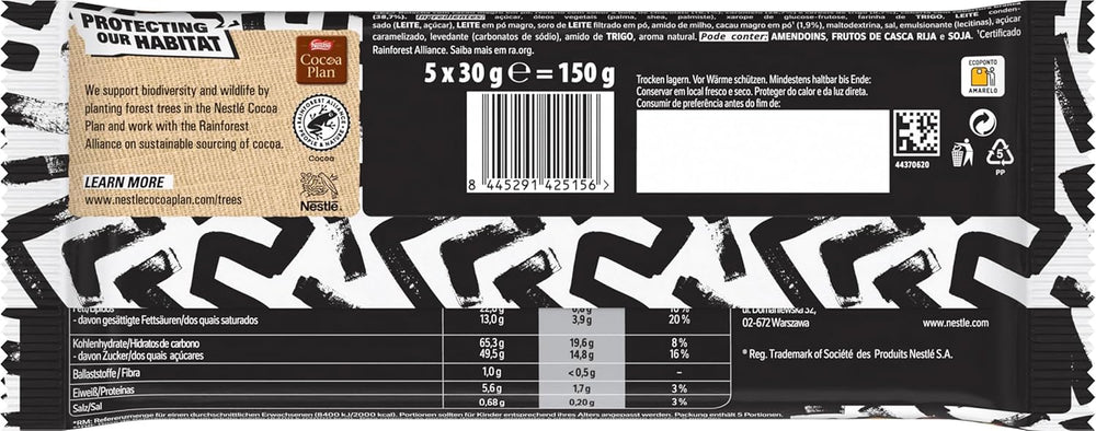 LION Black & White Schokoriegel, ein Snack mit intensivem Geschmack, knackiger Schokolade und knusprigen Chips, Brownie-Füllung, ein einzigartiges Gaumenschmaus-Erlebnis, 1 Packung (5 x 30g)