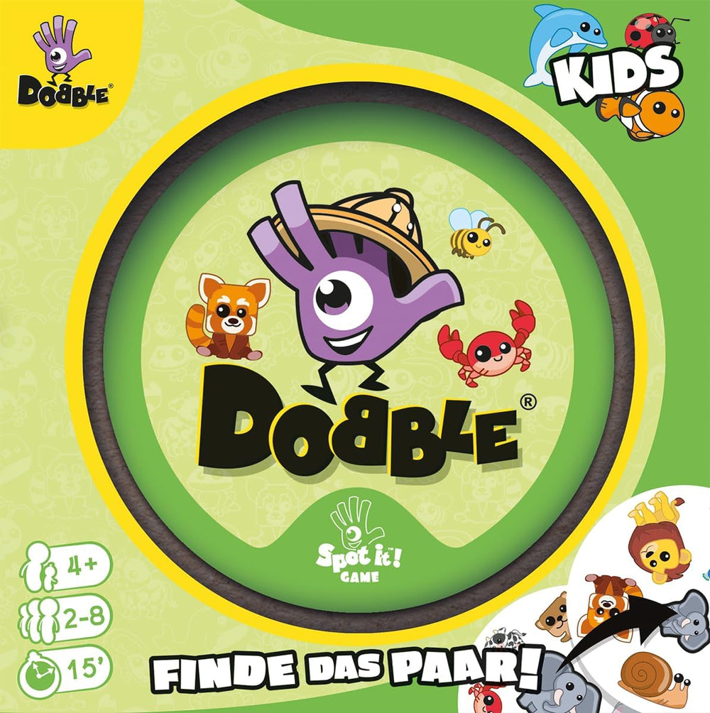 Zygomatic, Dobble Kids, Eco-Sleeves, Kinderspiel, Kartenspiel, 2-8 Spieler, ab 4 Jahren, 15 Minuten, Deutsch