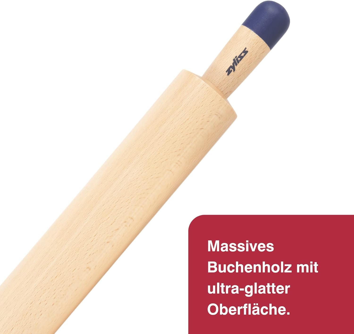 Zyliss E980212 Nudelhol, 47 cm, Holz/Silikon, Rollkuchen/Pizza/Baken/Teig/Mischungen, verantwortungsvoll angebautes Holz, Gewicht sorgt für gejämiges Rollen