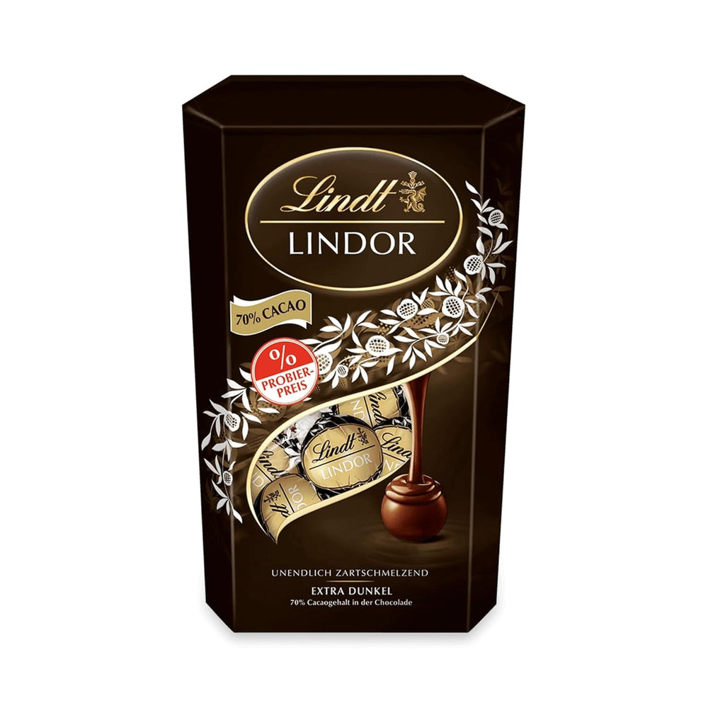Lindt Chocolate LINDOR Doppelte Schokoladenkugeln, Aktion | Beutel mit 137 g Naty Shop Schokoladenbonbons dunkle Schokolade, 70 %, 375 g