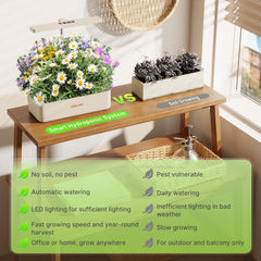 12 Kapseln Hydrokultur-Anbausystem-Kit, 24-W-LED-Gartenlampe für den Innenbereich, 4-Liter-Wassertank mit leiser Pumpe, höhenverstellbarer Kräuterpflanzer, Indoor-Gartenset, Gartengeschenke, Beige
