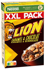 Müsli NESTLE LION, Schokoladenmüsli mit Karamell und 41 % Vollkornmehl, Set 3 x 1 kg Cereal Naty Shop
