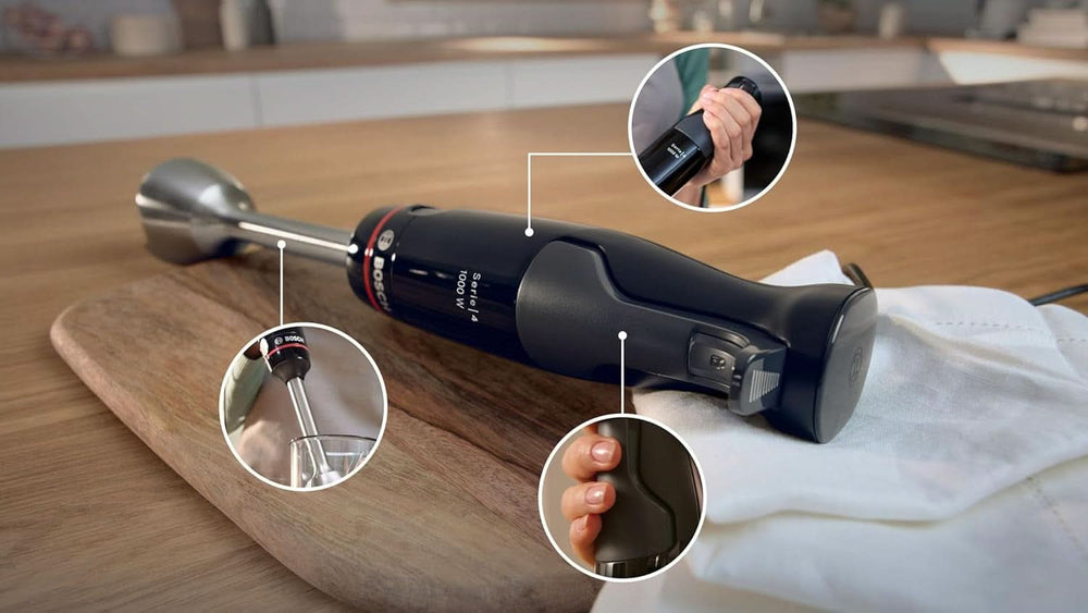 Bosch Standmixer Ergomaster Serie 4, 1000 Watt, Edelstahl-Mixstab, Zerkleinerer, Mix-/Messbecher, Schwarz Kitchen Naty Shop