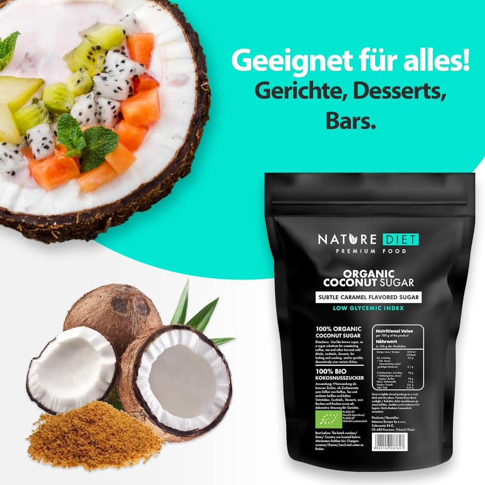 Bio-Kokoszucker, Karamellgeschmack, 1,5 kg Süßstoffe Naty Shop